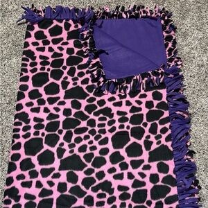 Purple and Pink Animal Print Fleece Throw Blanket